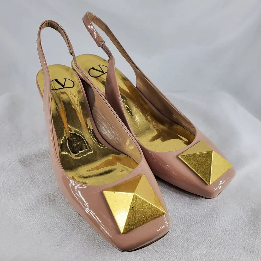 Valentino Garavani Women's Pink One Stud Patent Leather Pumps Size 8.5 - Picture 5 of 16